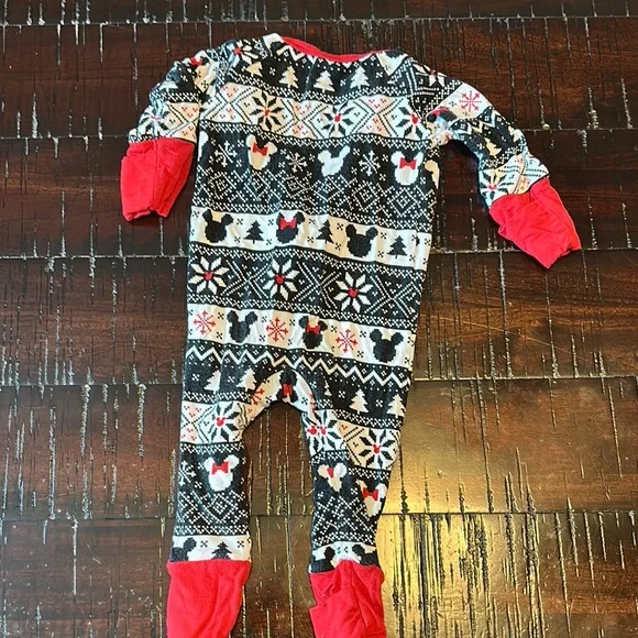 Little Sleepies Red and Black Footie One Piece with Festive Pattern - Picture 3 of 3
